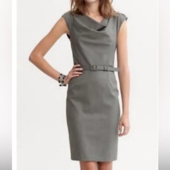 Banana Republic | Dresses | Banana Republic Belted Kneelength Sheath Dress  Grey Houndstooth Size 2 | Poshmark
